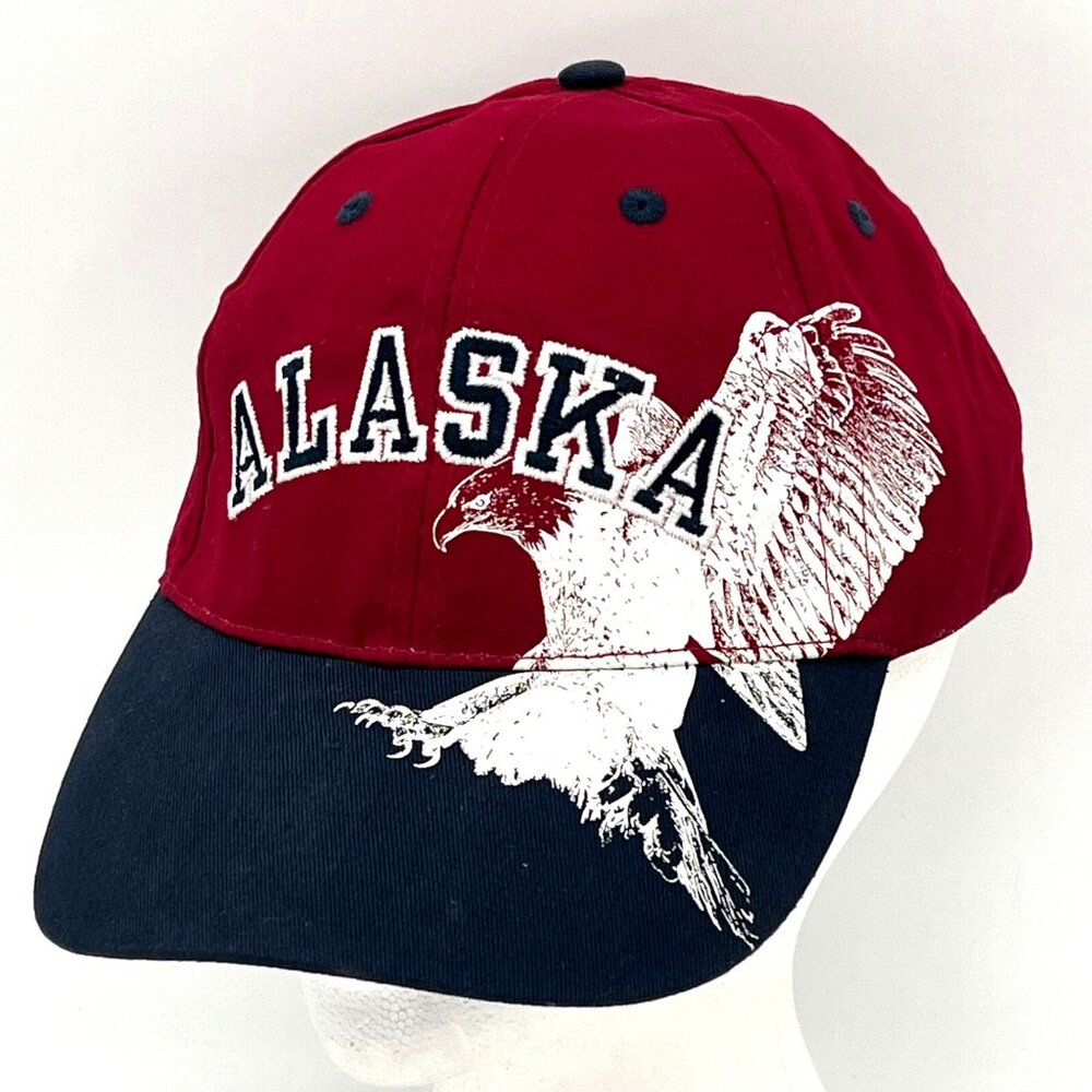Alaska Embroidered Baseball Cap Hat Eagle Graphic Red Black Navy Blue Adjustable